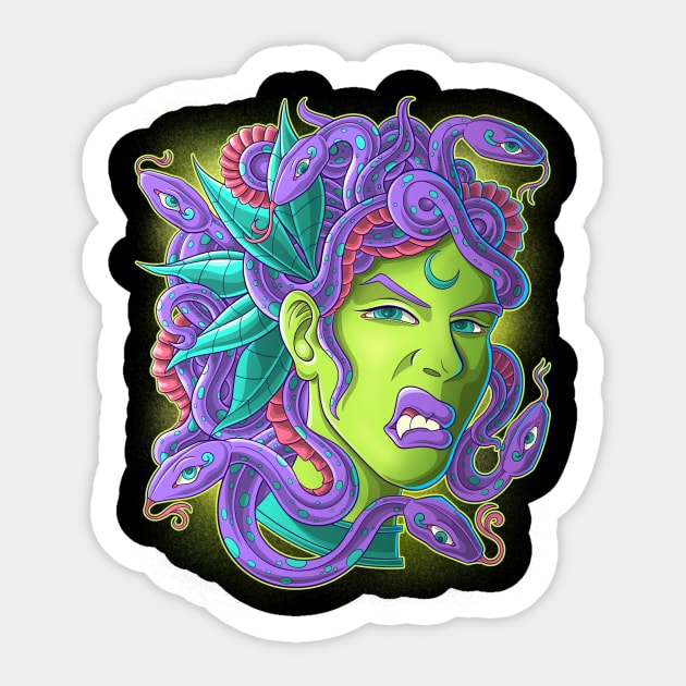 Wild Medussa Sticker by danielcolumna_art